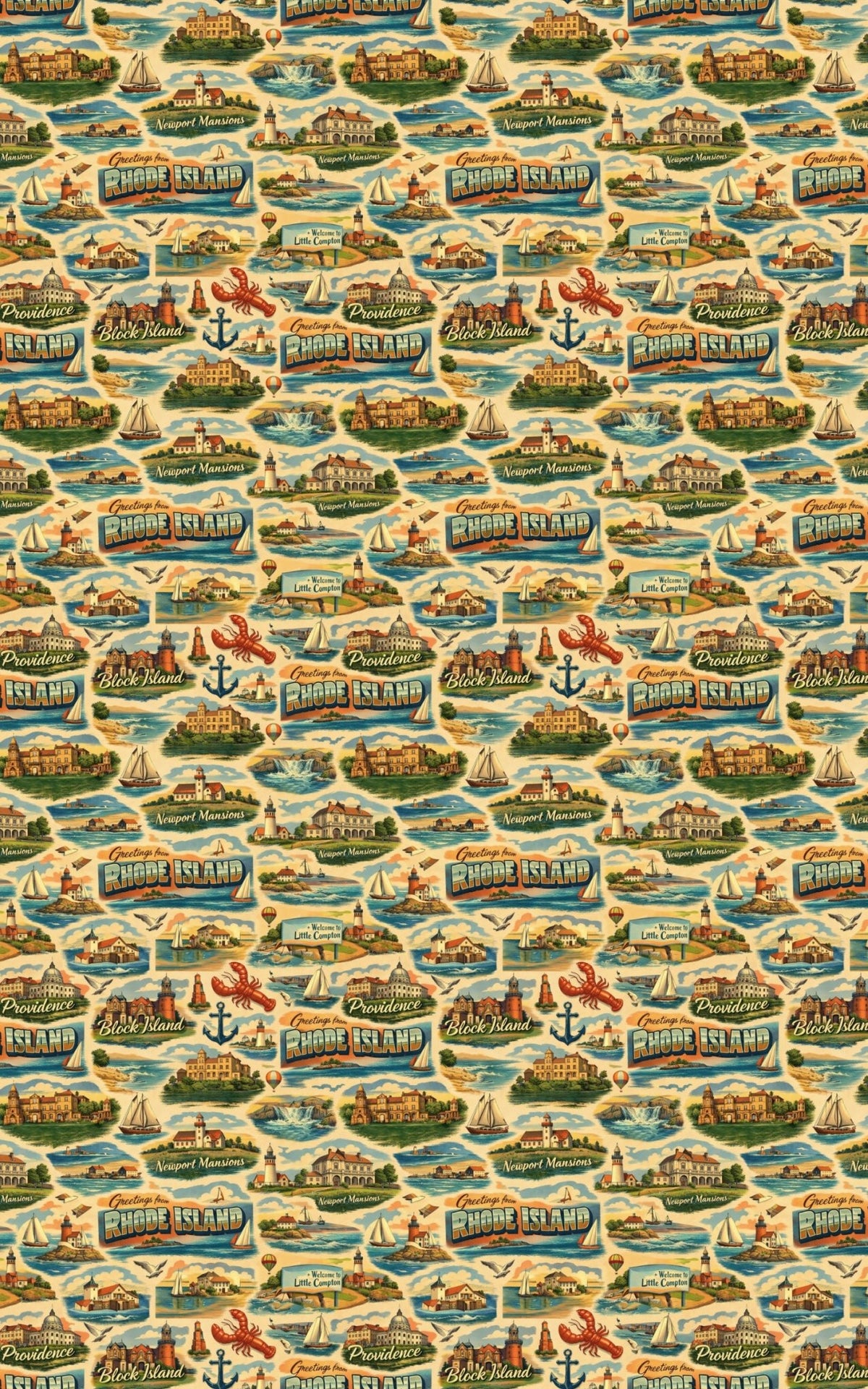 Rhode Island Postcard Memories - London Penny Gift Wrap