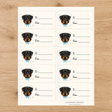 Rottweiler Paws & Bows Gift Tag Sticker Sheet