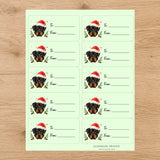 Rottweiler Santa Paws Gift Tag Sticker Sheet