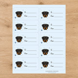 Rottweiler Pawprint Wishes Gift Tag Sticker Sheet