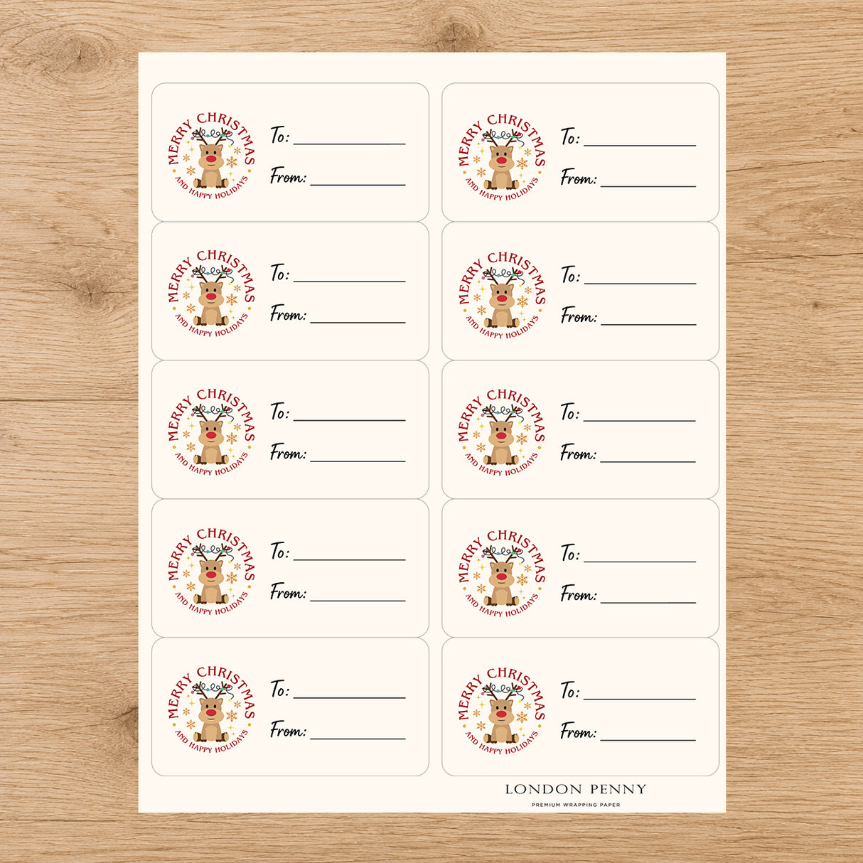 Rudolph's Merry Christmas Gift Tag Sticker Sheet