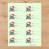 Russian Blue Santa Paws Gift Tag Sticker Sheet - London Penny Gift Wrap