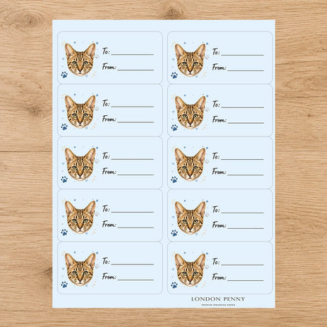 Savannah Pawprint Wishes Gift Tag Sticker Sheet - London Penny Gift Wrap