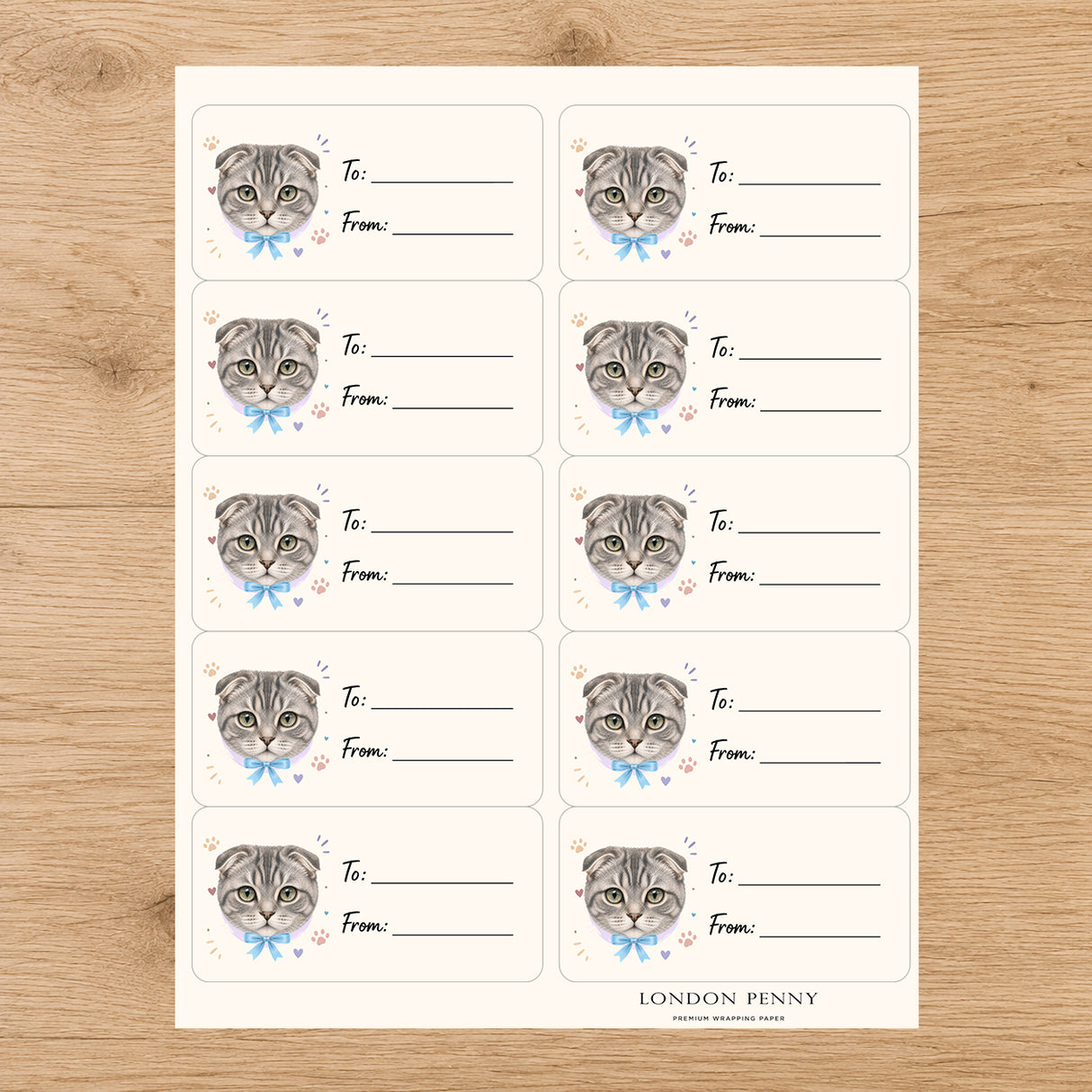 Scottish Fold Purrfectly Yours Gift Tag Sticker Sheet