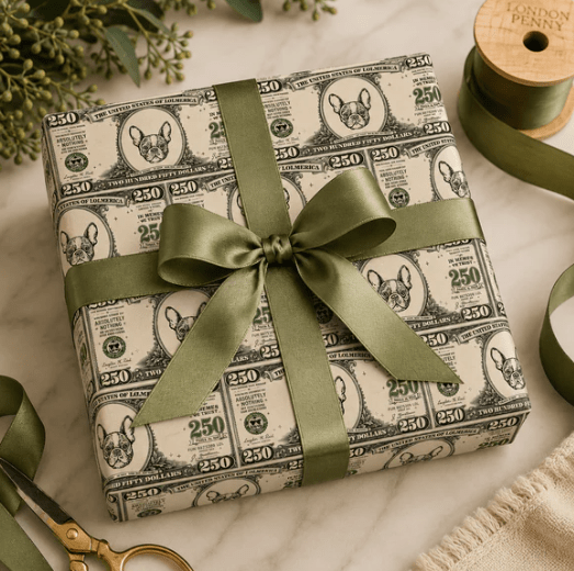 Personalized $250 Bill 6FT Wrapping Paper Test - London Penny Gift Wrap
