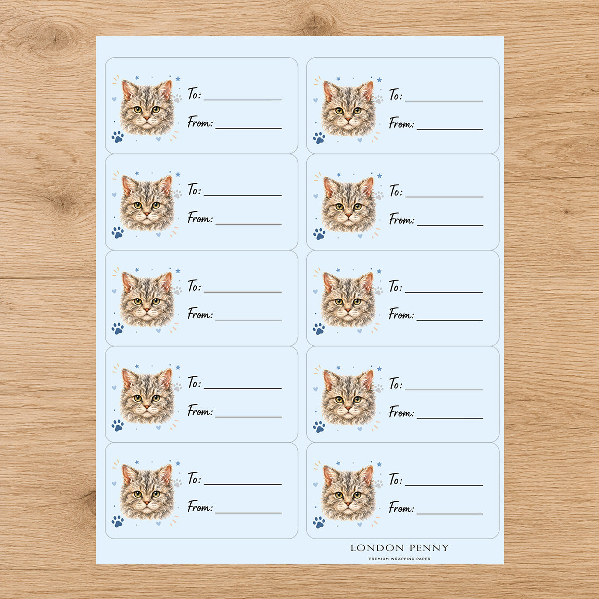 Selkirk Rex Pawprint Wishes Gift Tag Sticker Sheet