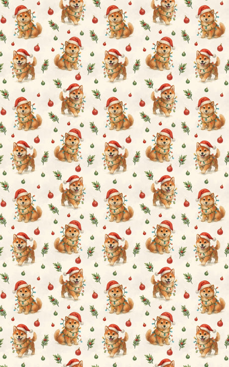 Merry Shiba Lights - London Penny Gift Wrap