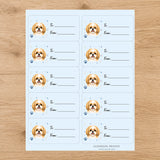 Shih Tzu Pawprint Wishes Gift Tag Sticker Sheet