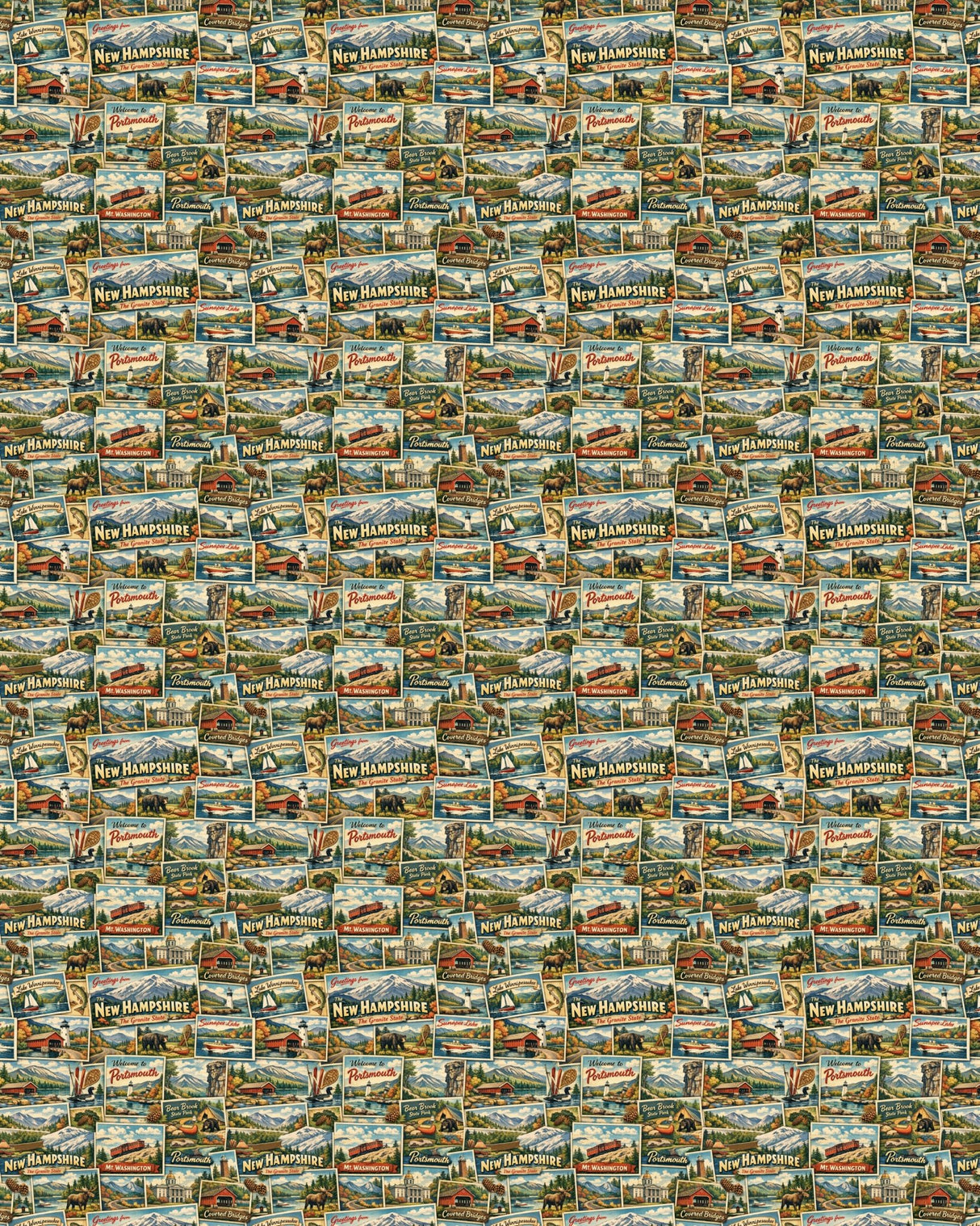 New Hampshire Postcard Memories Sherpa Blanket - London Penny Gift Wrap
