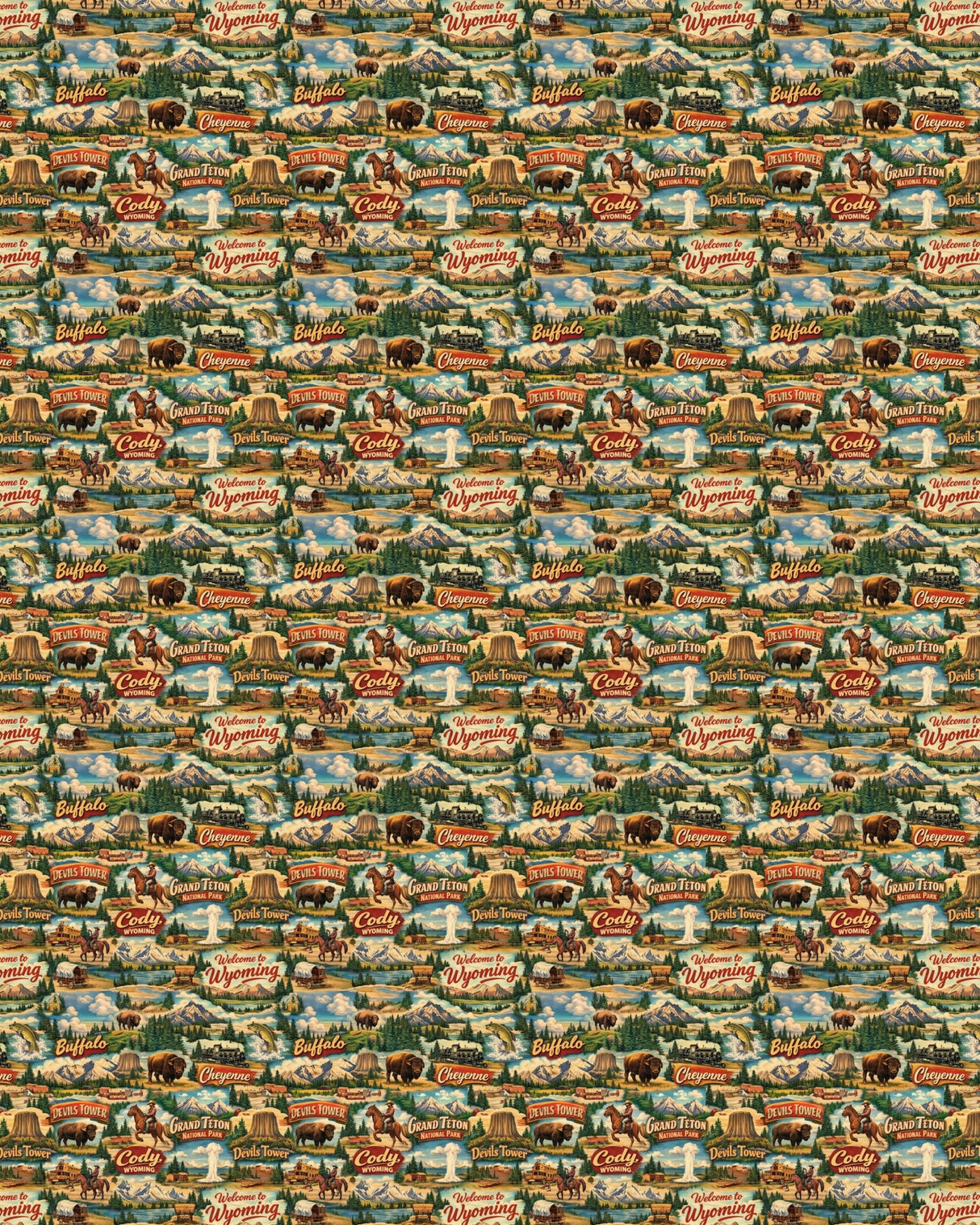 Wyoming Postcard Memories Sherpa Blanket - London Penny Gift Wrap