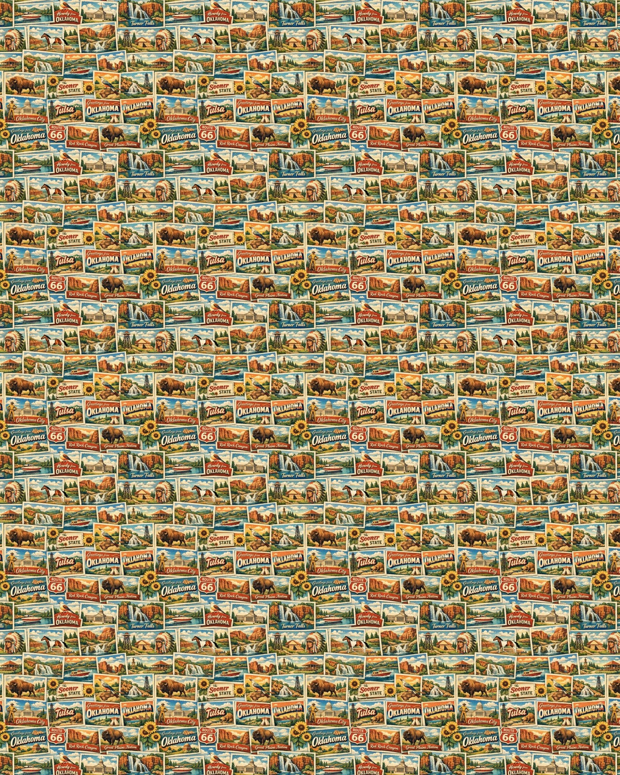 Oklahoma Postcard Memories Sherpa Blanket - London Penny Gift Wrap