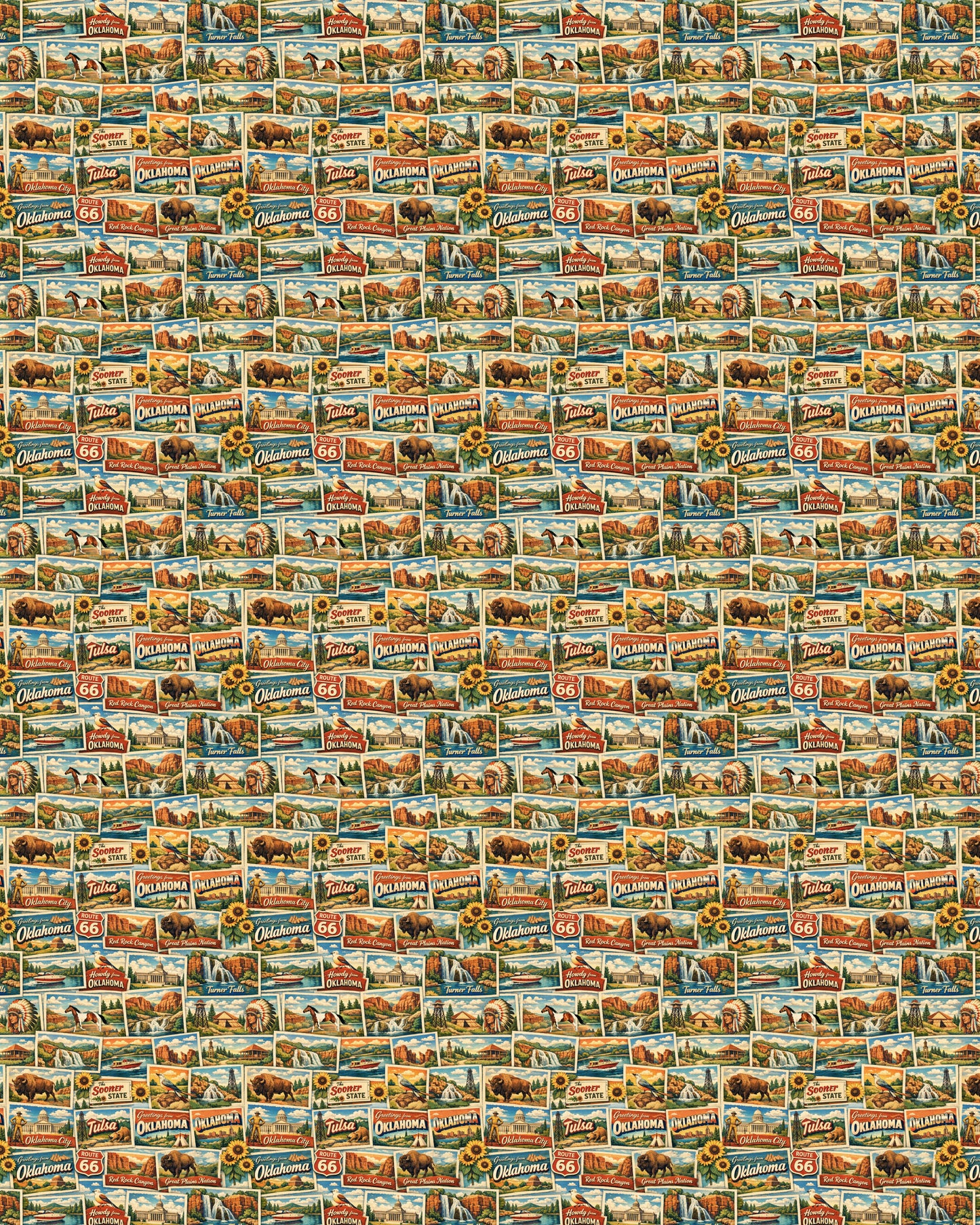 Oklahoma Postcard Memories Sherpa Blanket