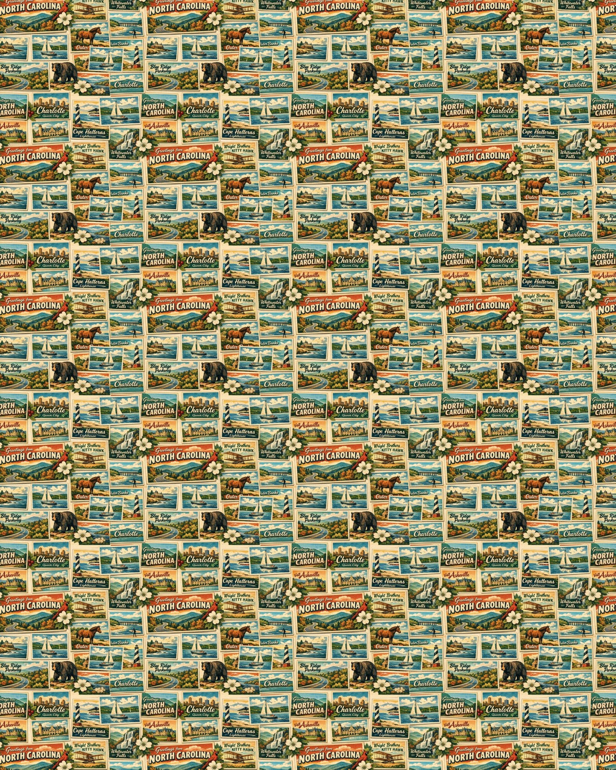 North Carolina Postcard Memories Sherpa Blanket - London Penny Gift Wrap