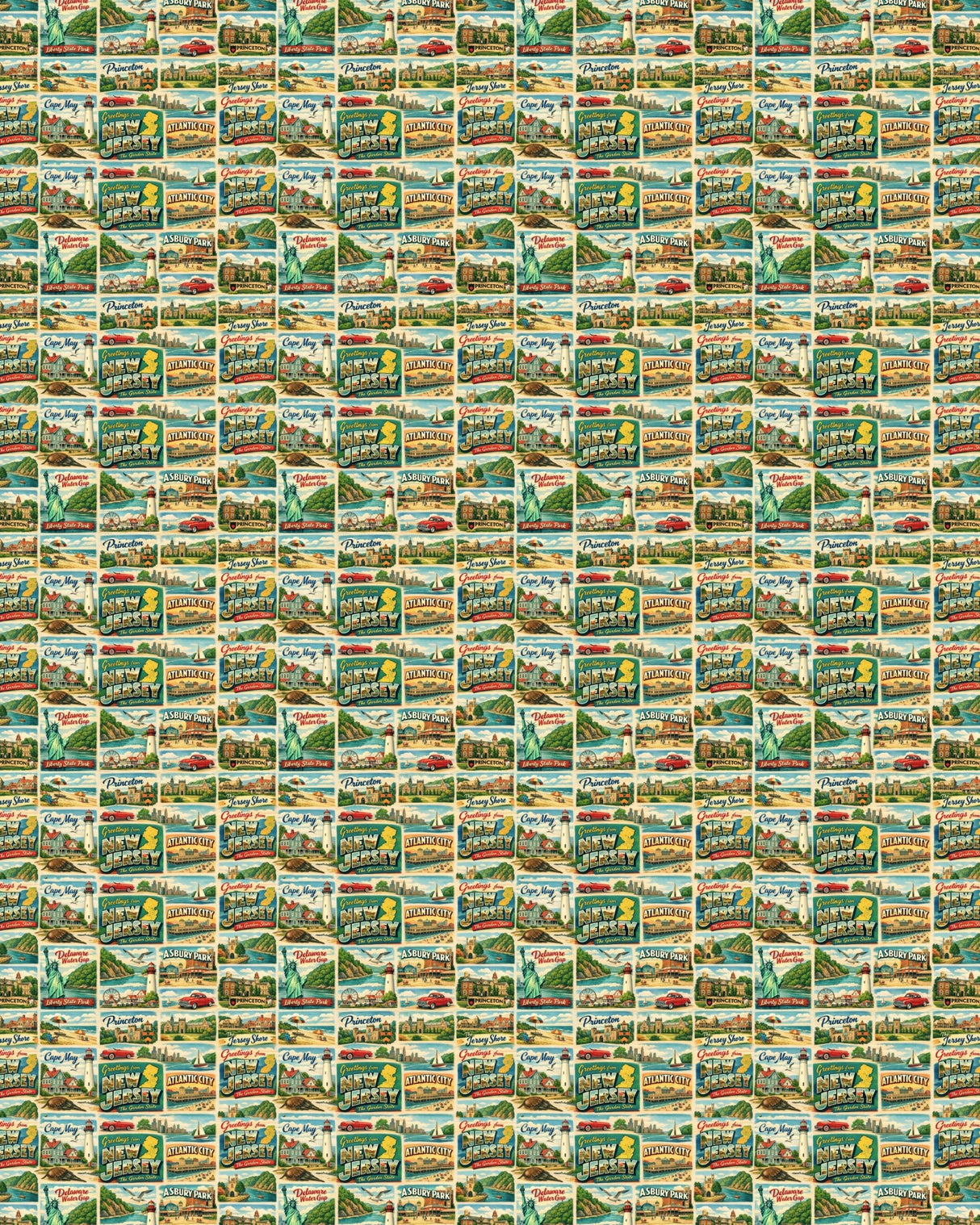 New Jersey Postcard Memories Sherpa Blanket - London Penny Gift Wrap
