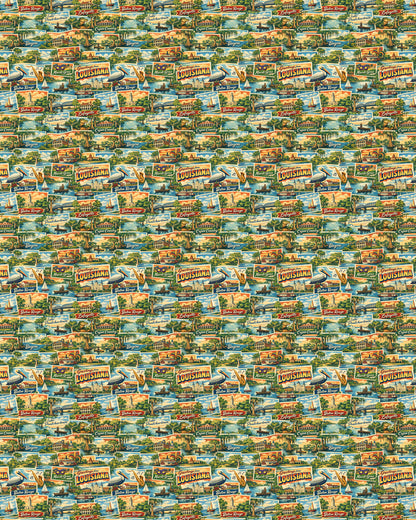 Louisiana Postcard Memories Sherpa Blanket
