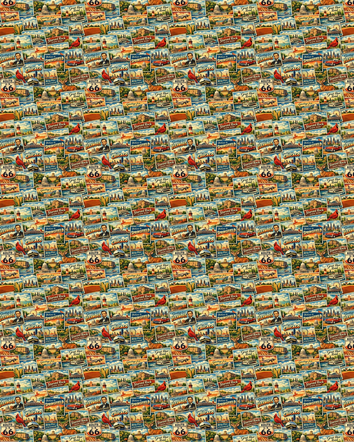 Illinois Postcard Memories Sherpa Blanket - London Penny Gift Wrap