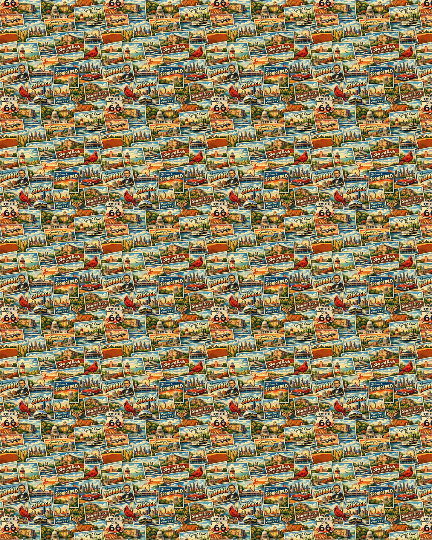 Illinois Postcard Memories Sherpa Blanket