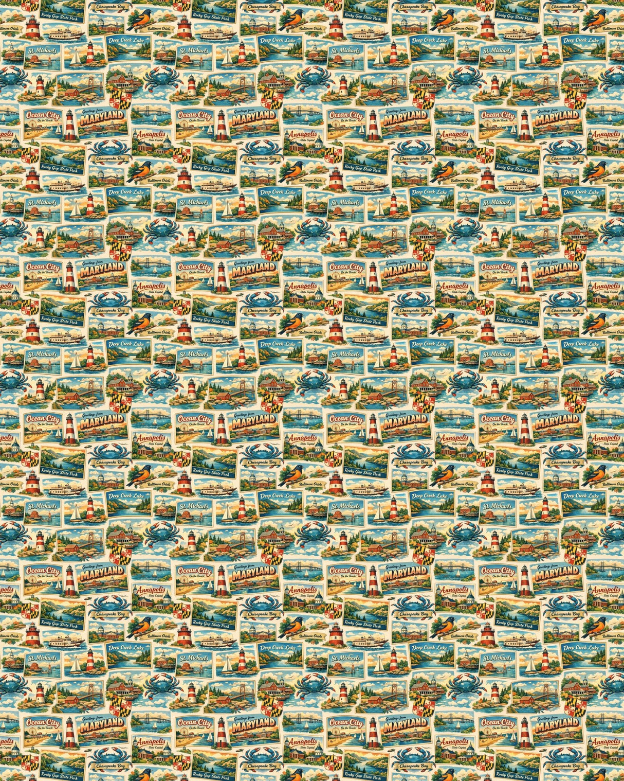 Maryland Postcard Memories Sherpa Blanket - London Penny Gift Wrap