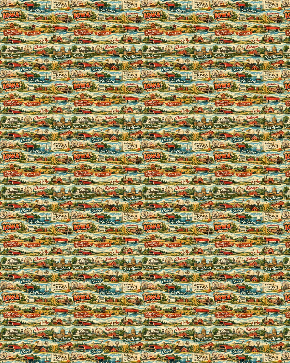 Iowa Postcard Memories Sherpa Blanket - London Penny Gift Wrap
