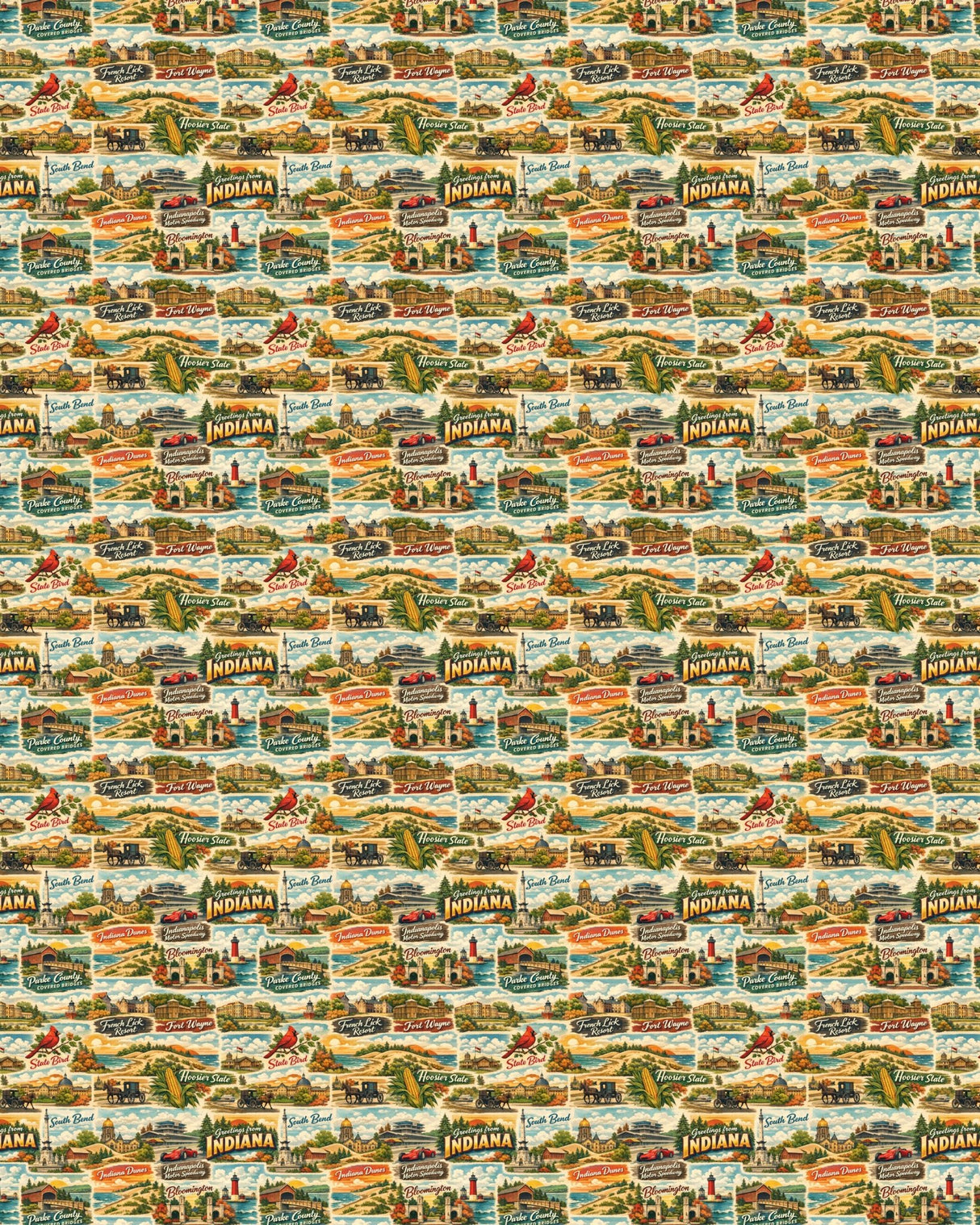 Indiana Postcard Memories Sherpa Blanket - London Penny Gift Wrap