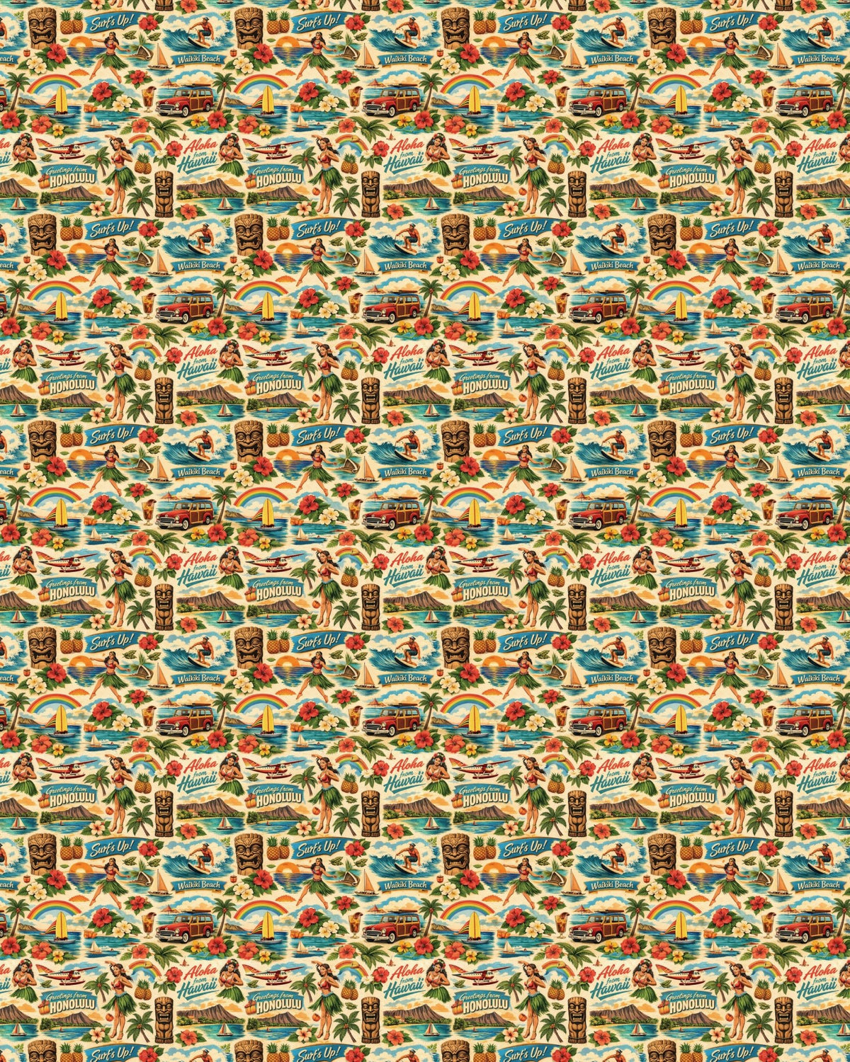 Hawaii Postcard Memories Sherpa Blanket - London Penny Gift Wrap