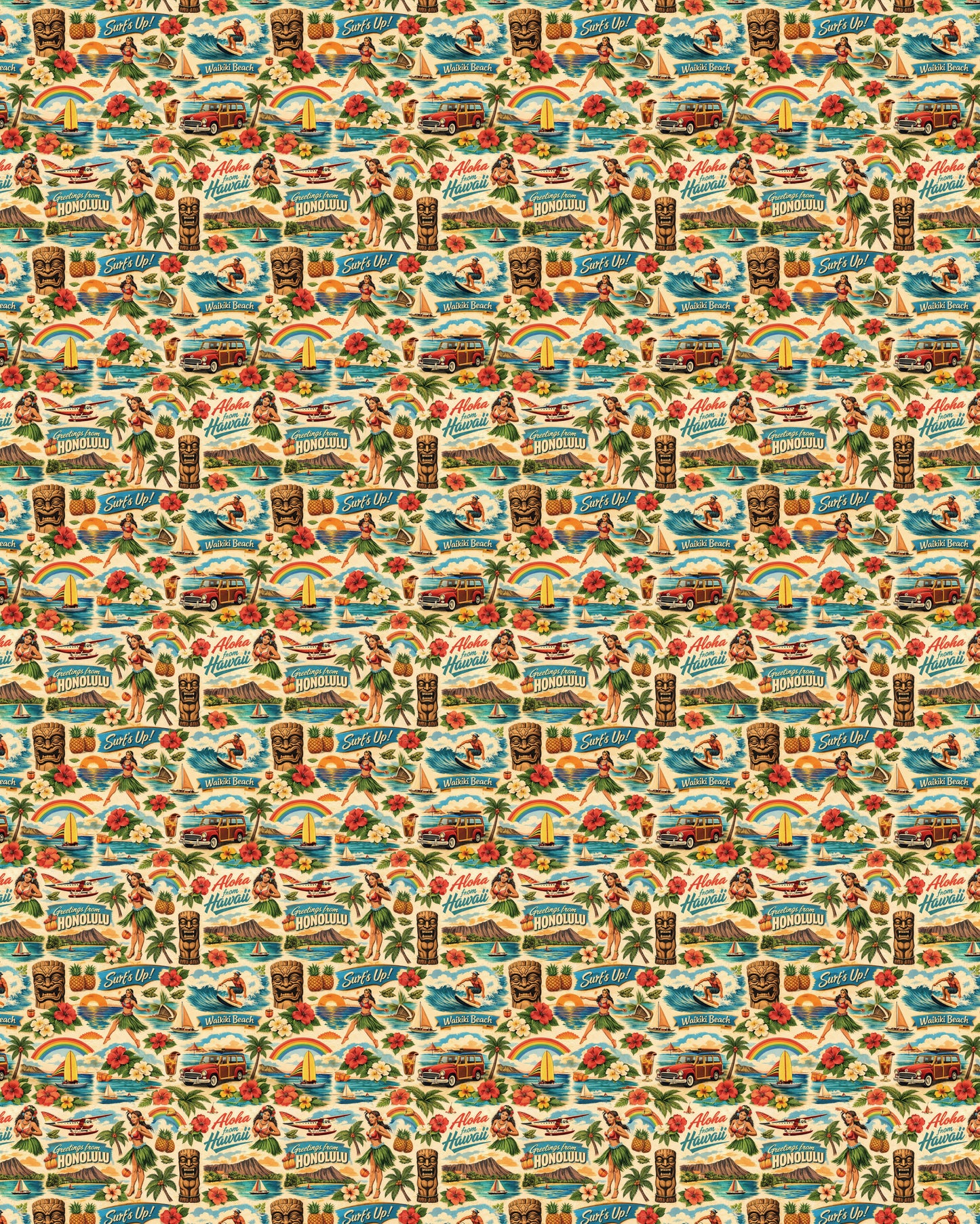 Hawaii Postcard Memories Sherpa Blanket