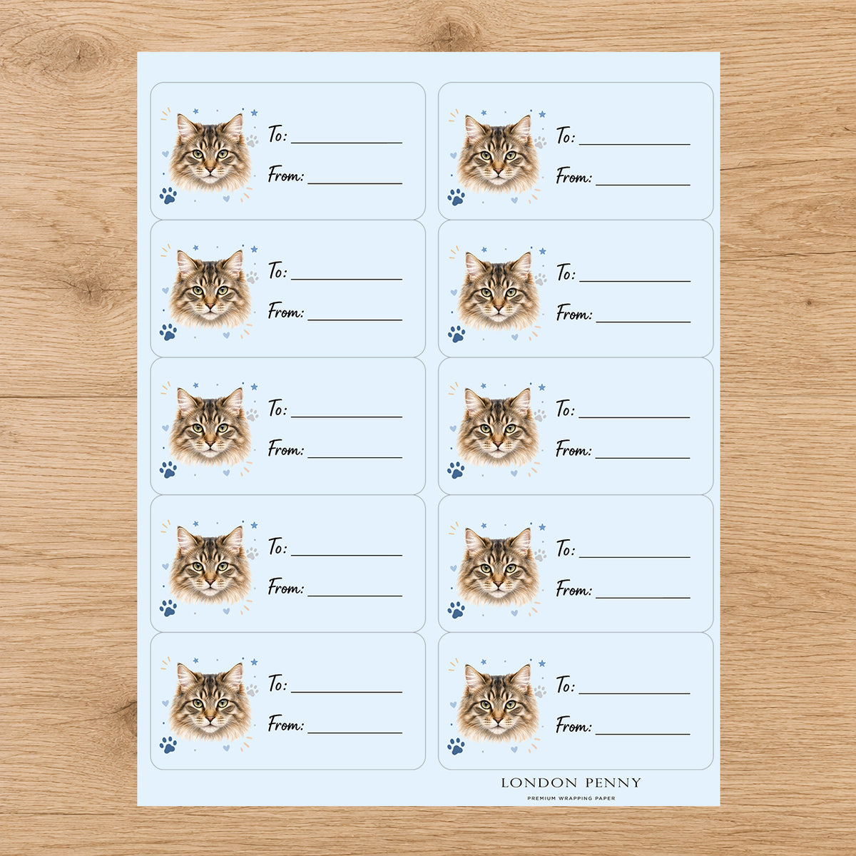 Siberian Pawprint Wishes Gift Tag Sticker Sheet