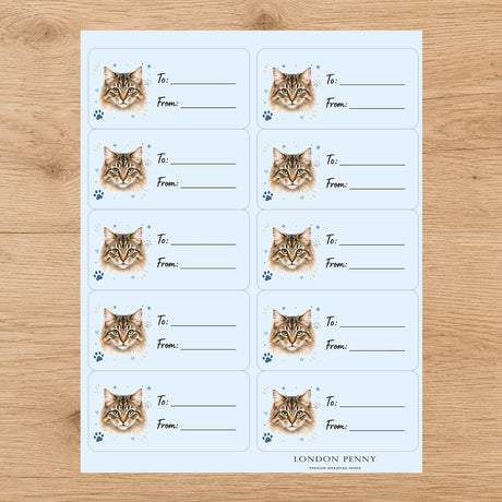 Siberian Pawprint Wishes Gift Tag Sticker Sheet - London Penny Gift Wrap