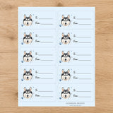 Siberian Husky Pawprint Wishes Gift Tag Sticker Sheet
