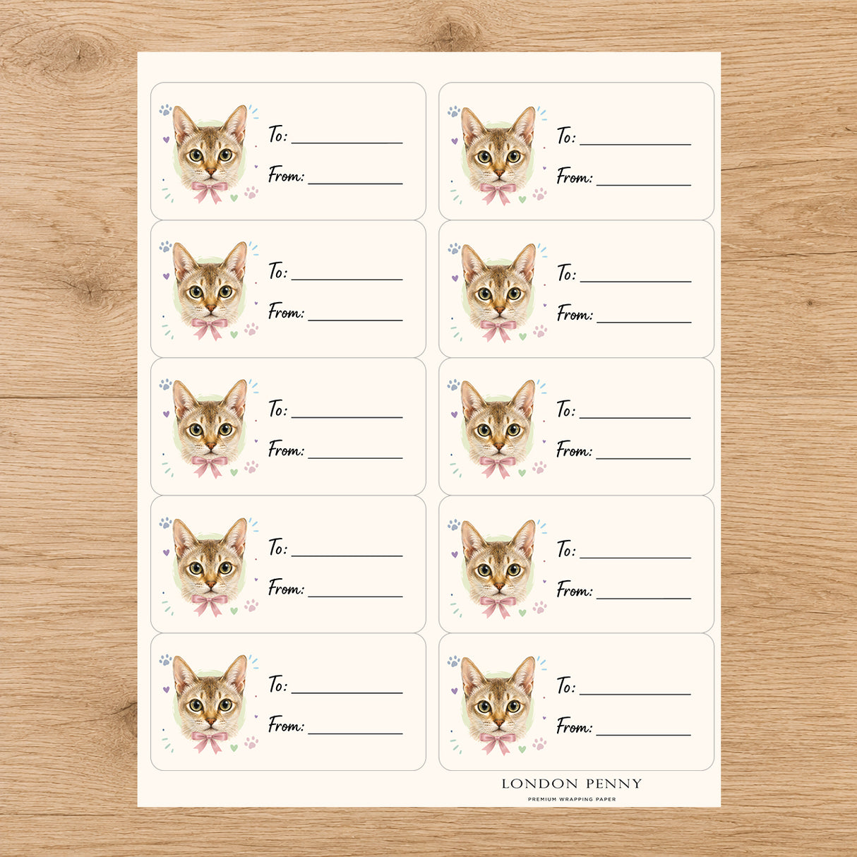 Singapura Purrfectly Yours Gift Tag Sticker Sheet