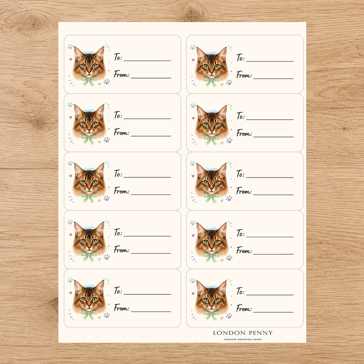 Somali Purrfectly Yours Gift Tag Sticker Sheet