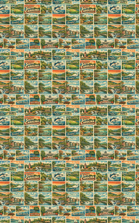 South Carolina Postcard Memories - London Penny Gift Wrap