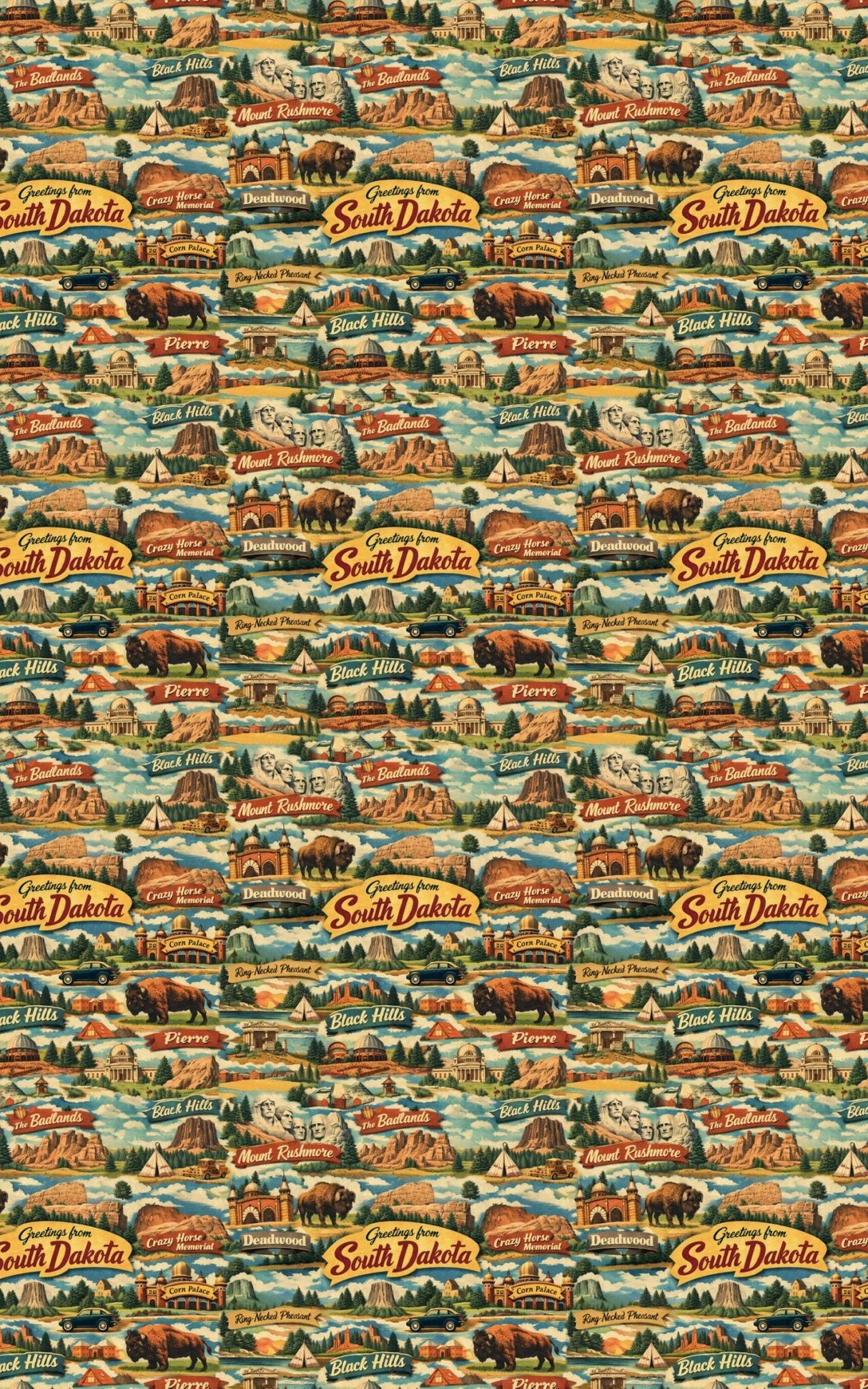 South Dakota Postcard Memories - London Penny Gift Wrap