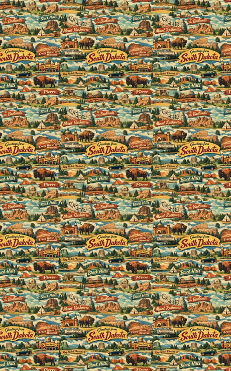 South Dakota Postcard Memories - London Penny Gift Wrap