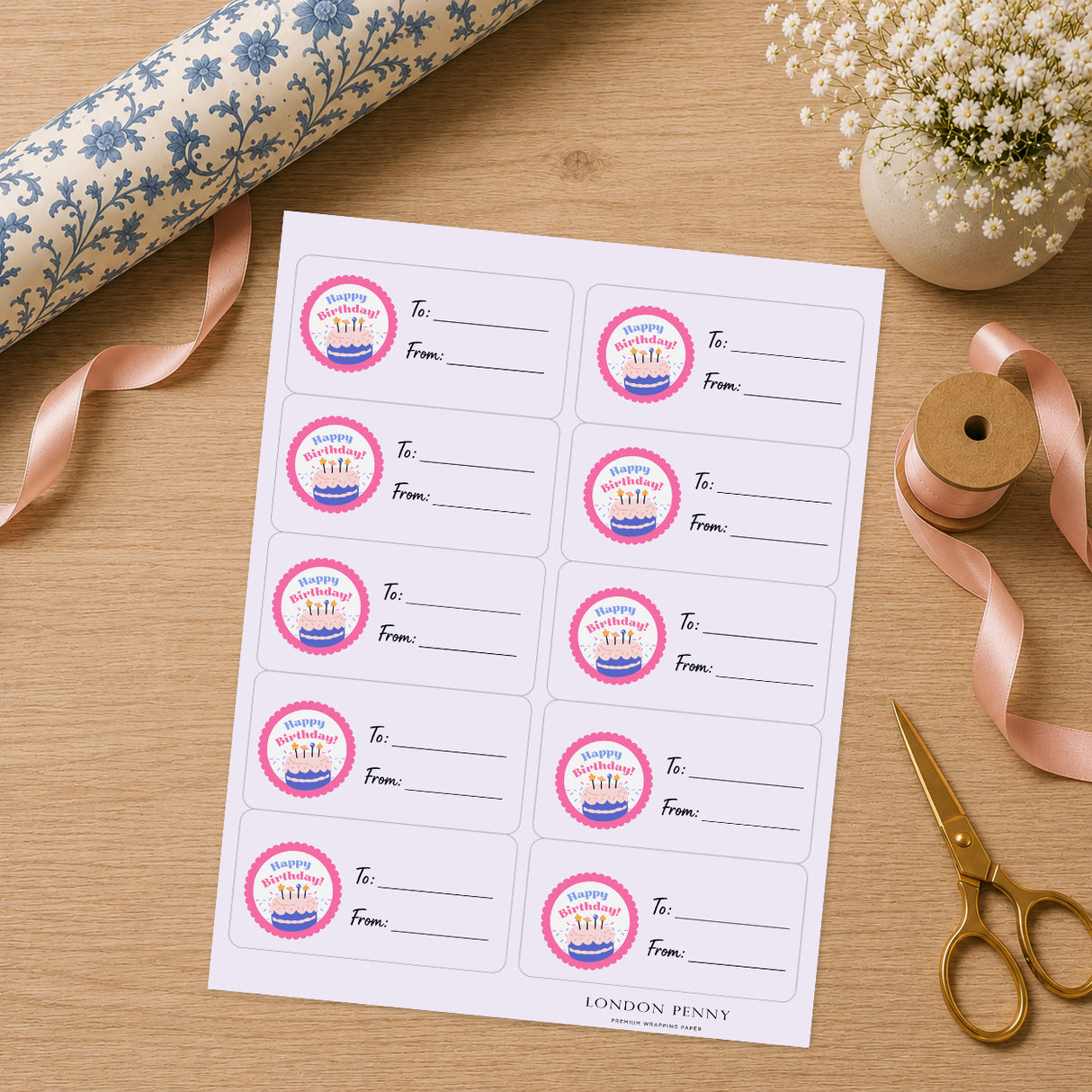 Sweet Birthday Wishes Gift Tag Sticker Sheet