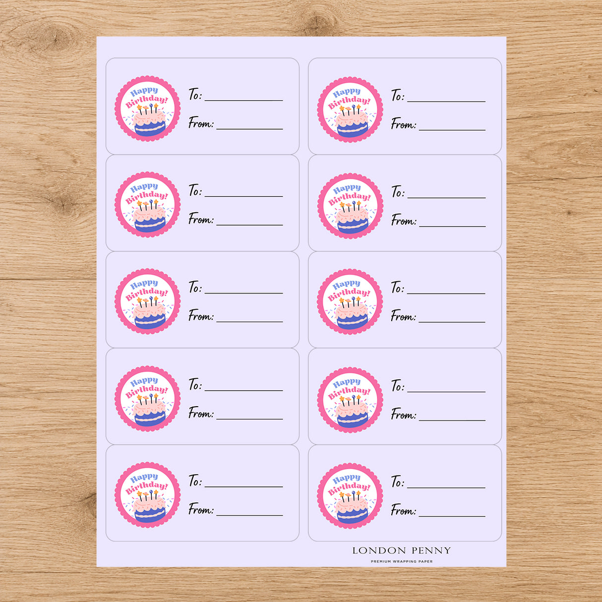Sweet Birthday Wishes Gift Tag Sticker Sheet
