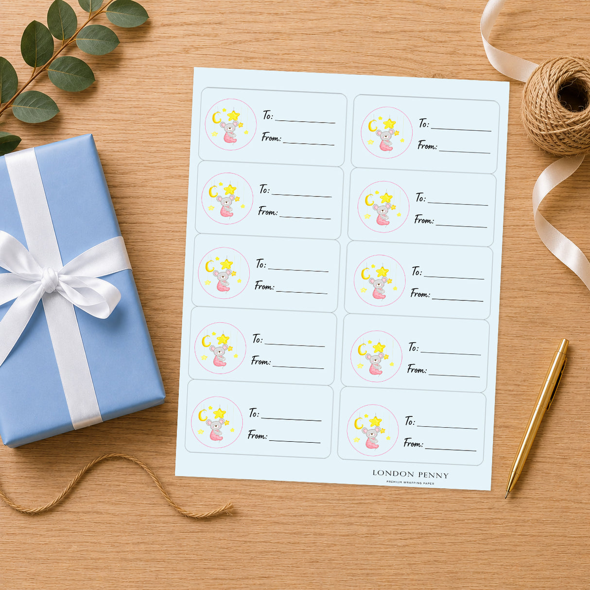 Sweet Dreams Little Mouse Gift Tag Sticker Sheet