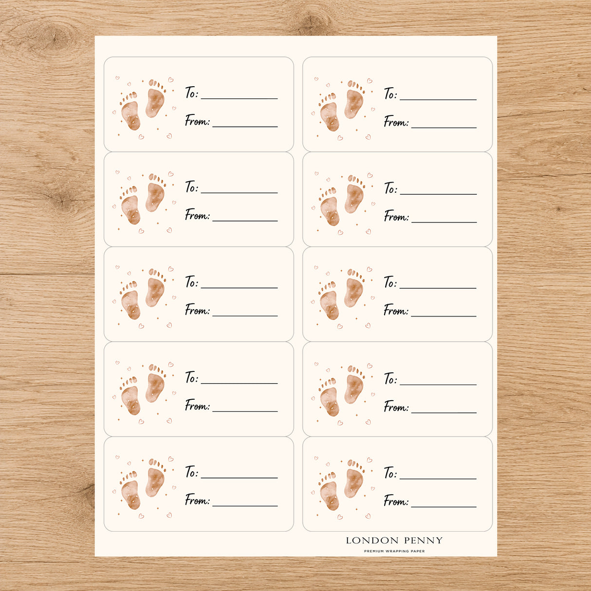 Tiny Little Toes Gift Tag Sticker Sheet