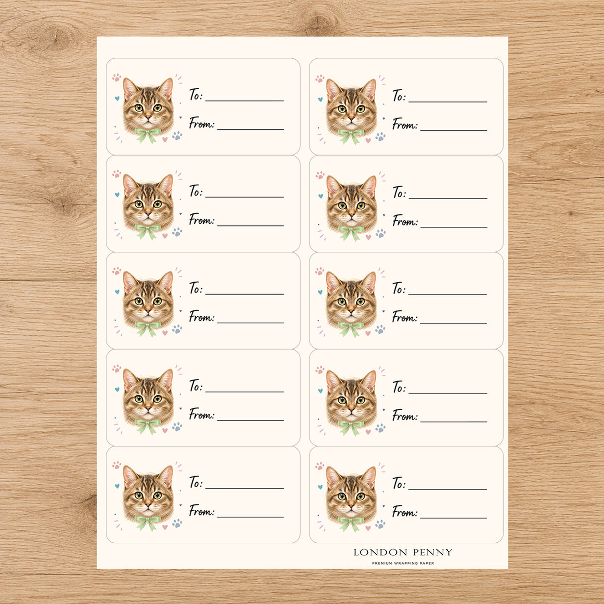 Toybob Purrfectly Yours Gift Tag Sticker Sheet