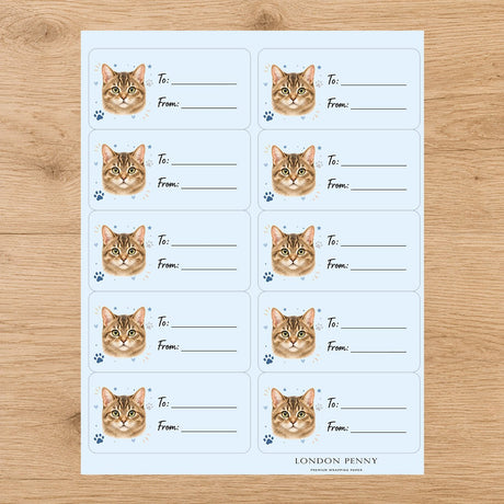 Toybob Pawprint Wishes Gift Tag Sticker Sheet - London Penny Gift Wrap