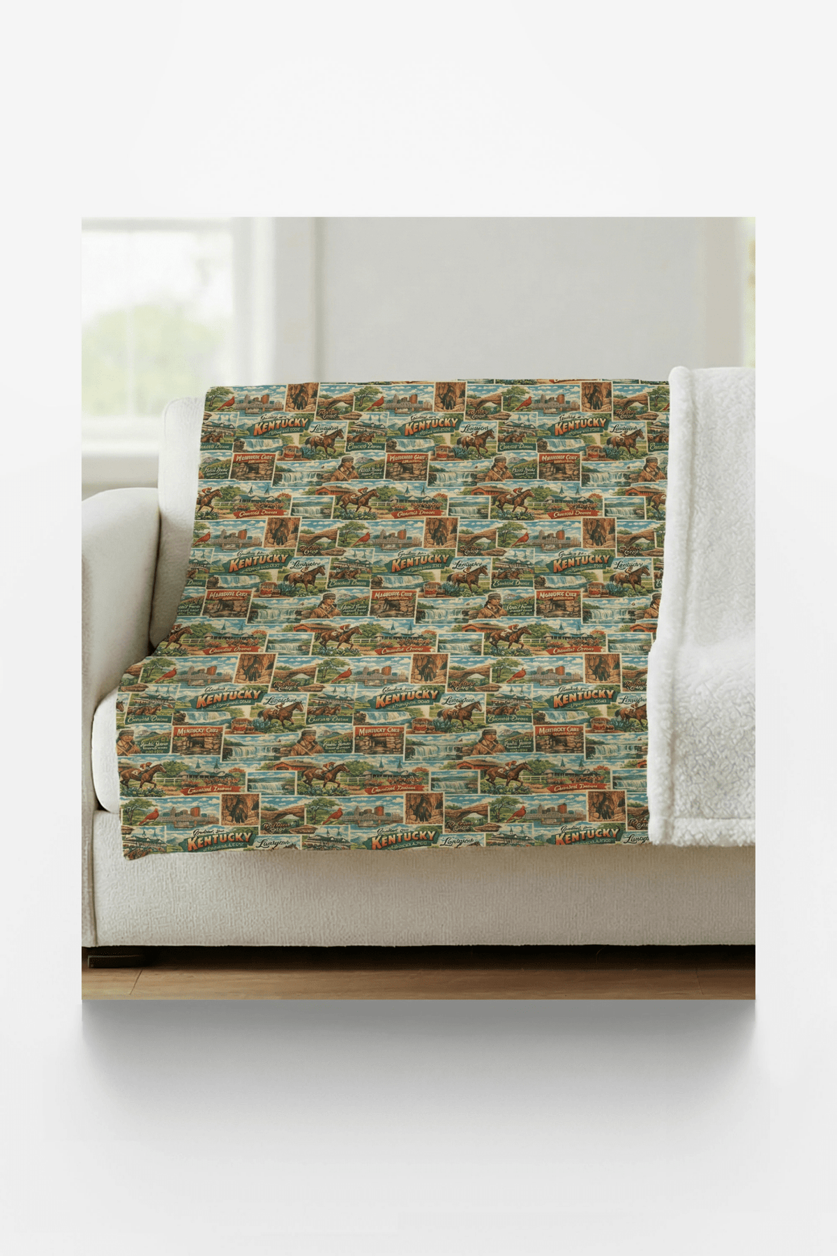 Kentucky Postcard Memories Sherpa Blanket - London Penny Gift Wrap