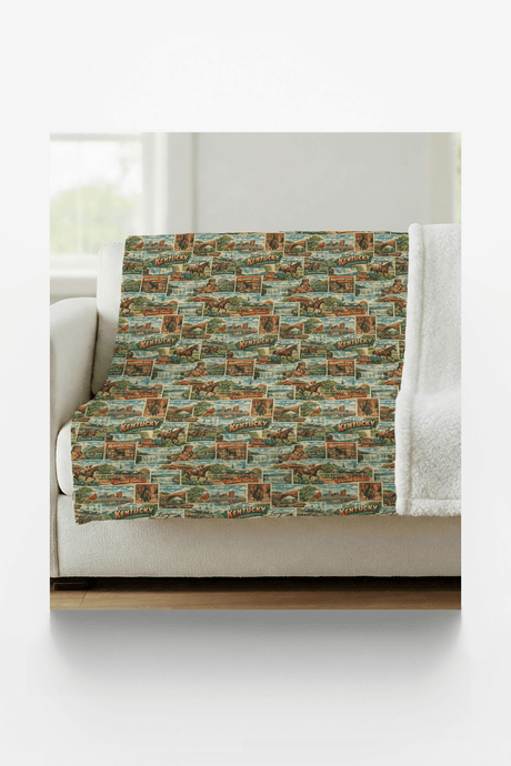 Kentucky Postcard Memories Sherpa Blanket - London Penny Gift Wrap