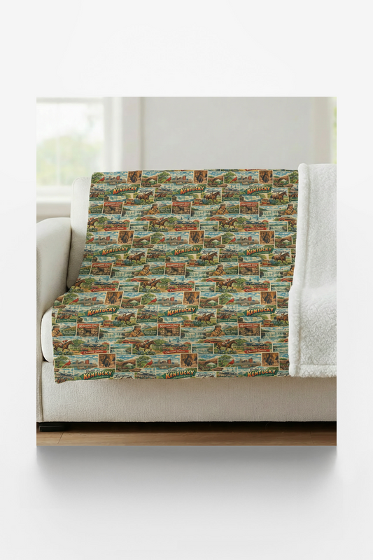 Kentucky Postcard Memories Sherpa Blanket