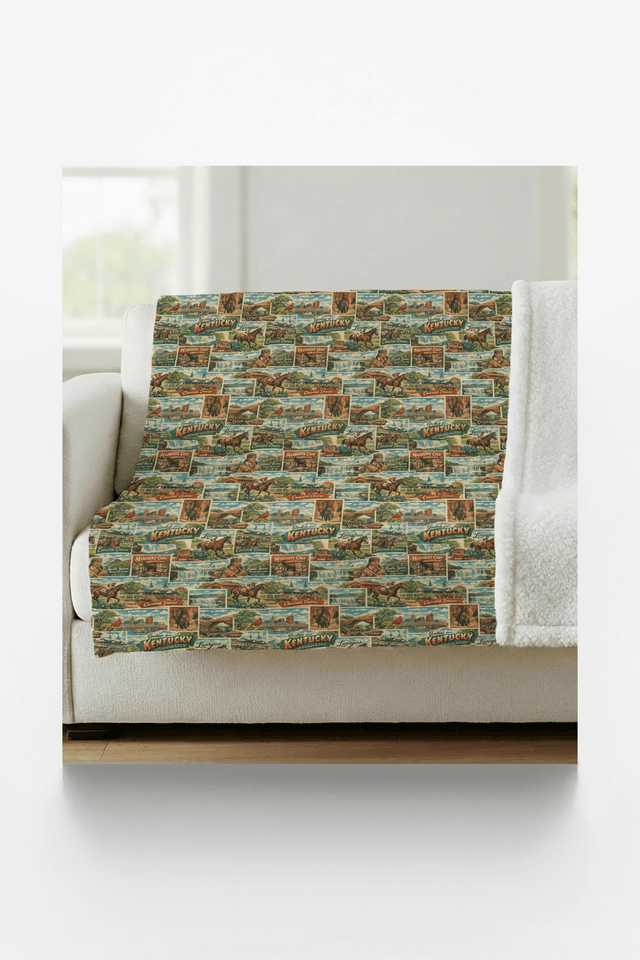 Kentucky Postcard Memories Sherpa Blanket - London Penny Gift Wrap