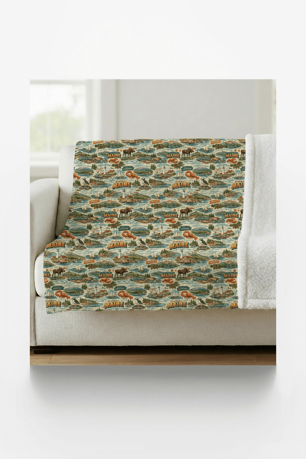 Maine Postcard Memories Sherpa Blanket - London Penny Gift Wrap