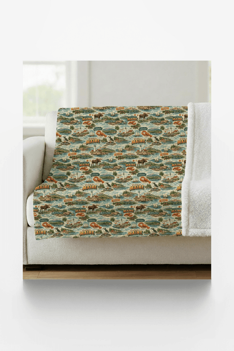 Maine Postcard Memories Sherpa Blanket - London Penny Gift Wrap
