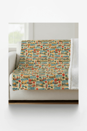 California Postcard Memories Sherpa Blanket - London Penny Gift Wrap