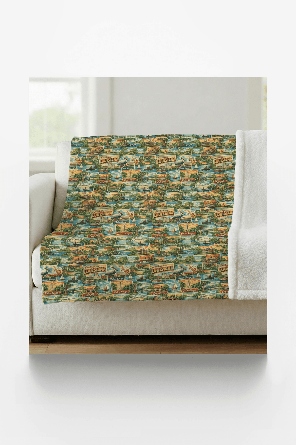 Louisiana Postcard Memories Sherpa Blanket - London Penny Gift Wrap