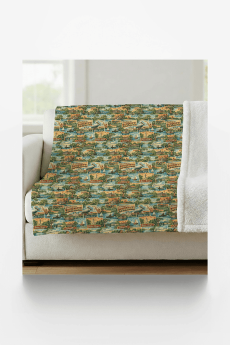 Louisiana Postcard Memories Sherpa Blanket - London Penny Gift Wrap