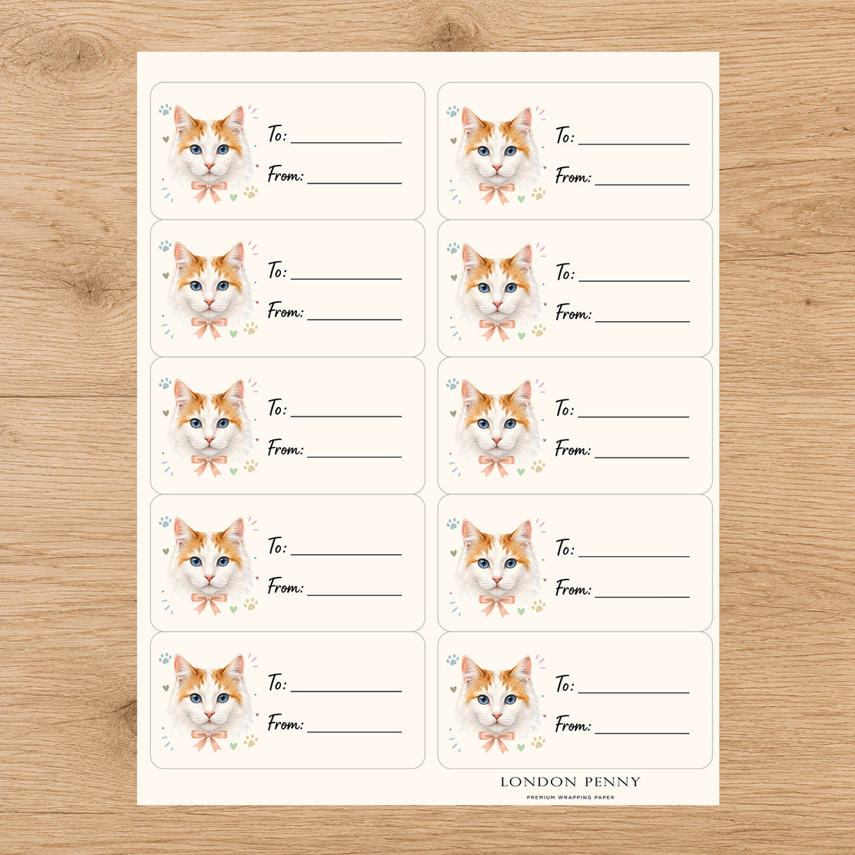 Turkish Van Purrfectly Yours Gift Tag Sticker Sheet